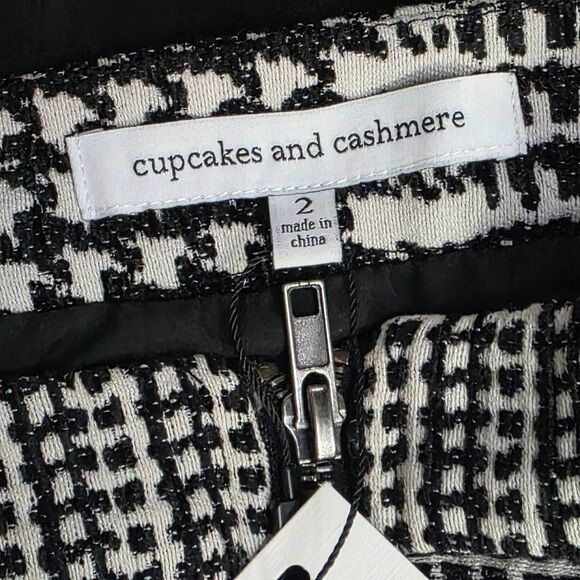 Cupcakes and Cashmere Black White Tweed Skirt Sz 2 - Picture 5 of 9